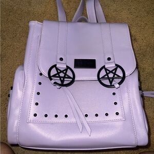 Blackcraft lilac Lavender Faux Leather Backpack with Pentagram Accent